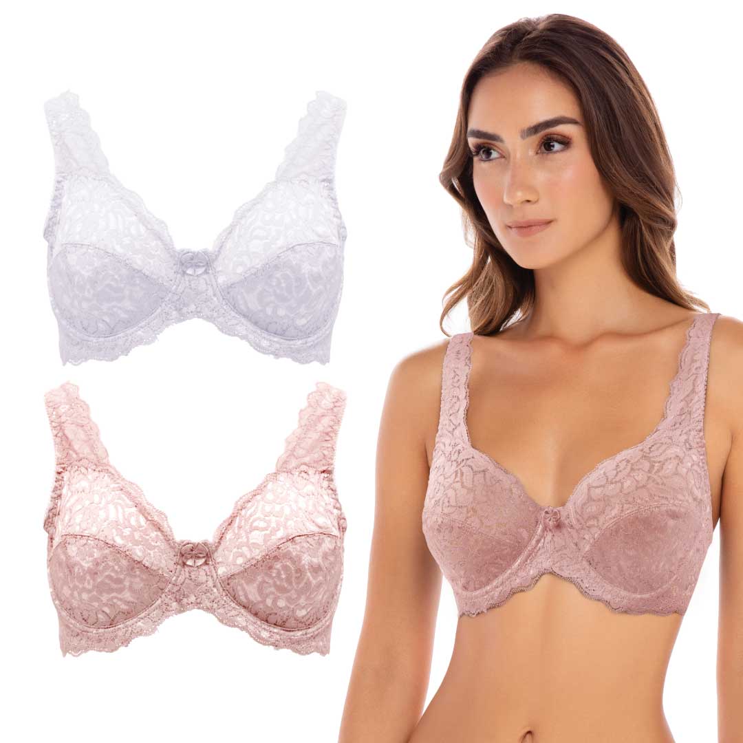 René Rofé 2 Pack Stretch Lace Unpadded Bras
