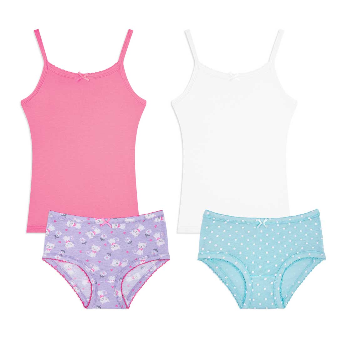 Shop the René Rofé 2 Pack Cotton Tank and Underwear Set in Cats and Polka Dots pattern