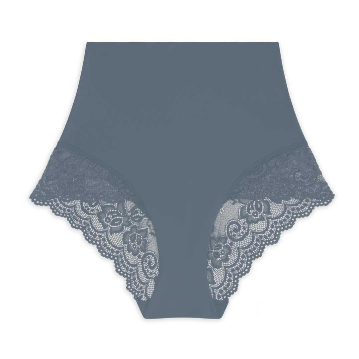 Dove Grey Colored Lace Panty as part of the René Rofé 3 Pack High Waist Light Tummy Control Panties Set