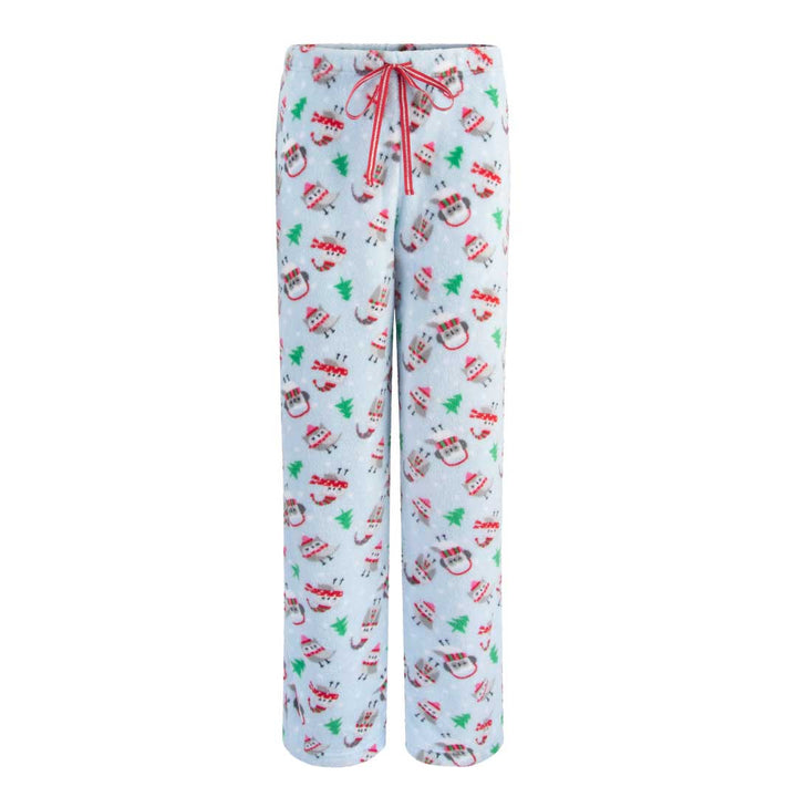 Pants as a part of the René Rofé 3 Piece Christmas Pajamas Gift Set in Blue Snowmen