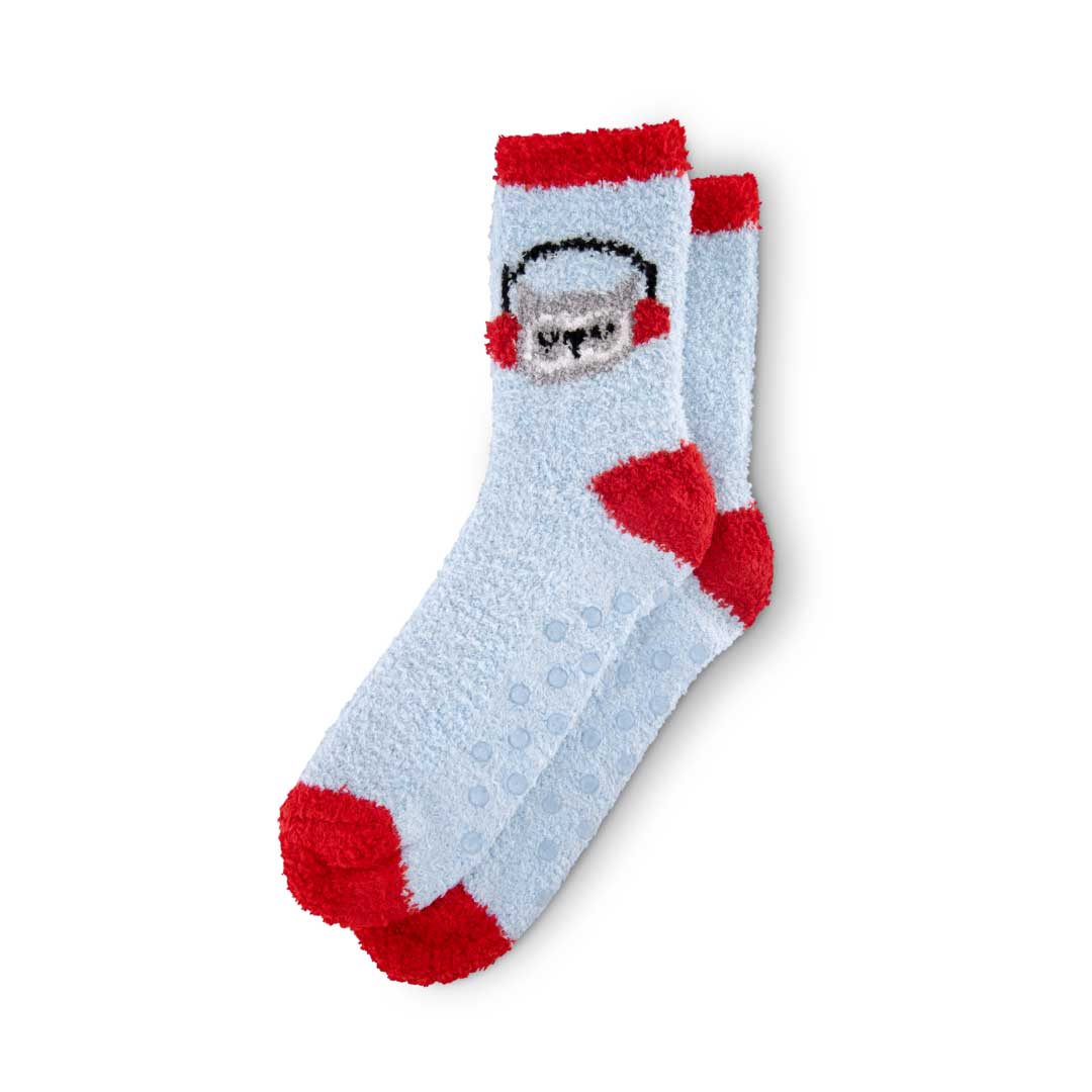 Sock as a part of the René Rofé 3 Piece Christmas Pajamas Gift Set in Blue Snowmen