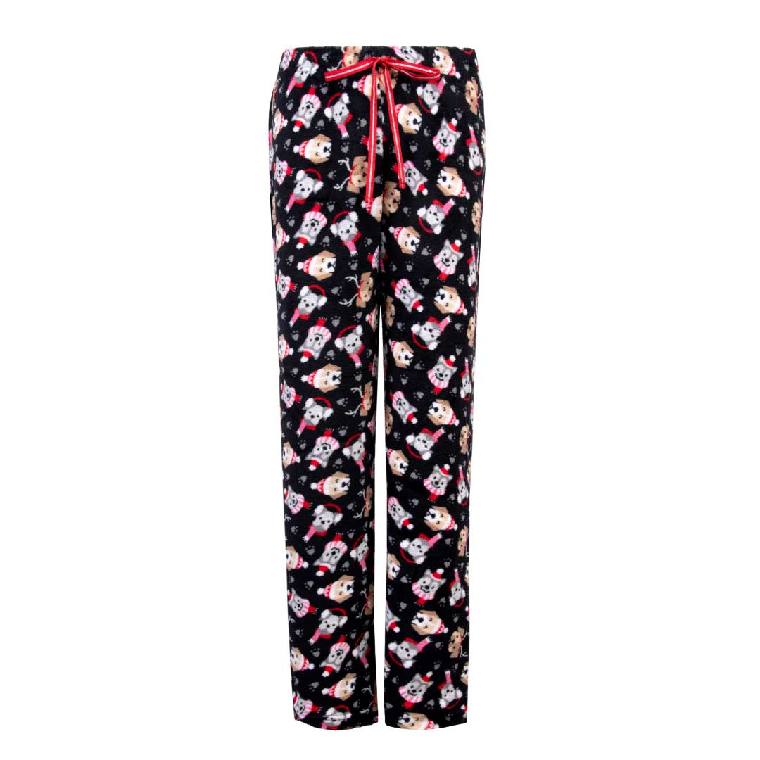 Pants as a part of the René Rofé 3 Piece Christmas Pajamas Gift Set in Red Dogs