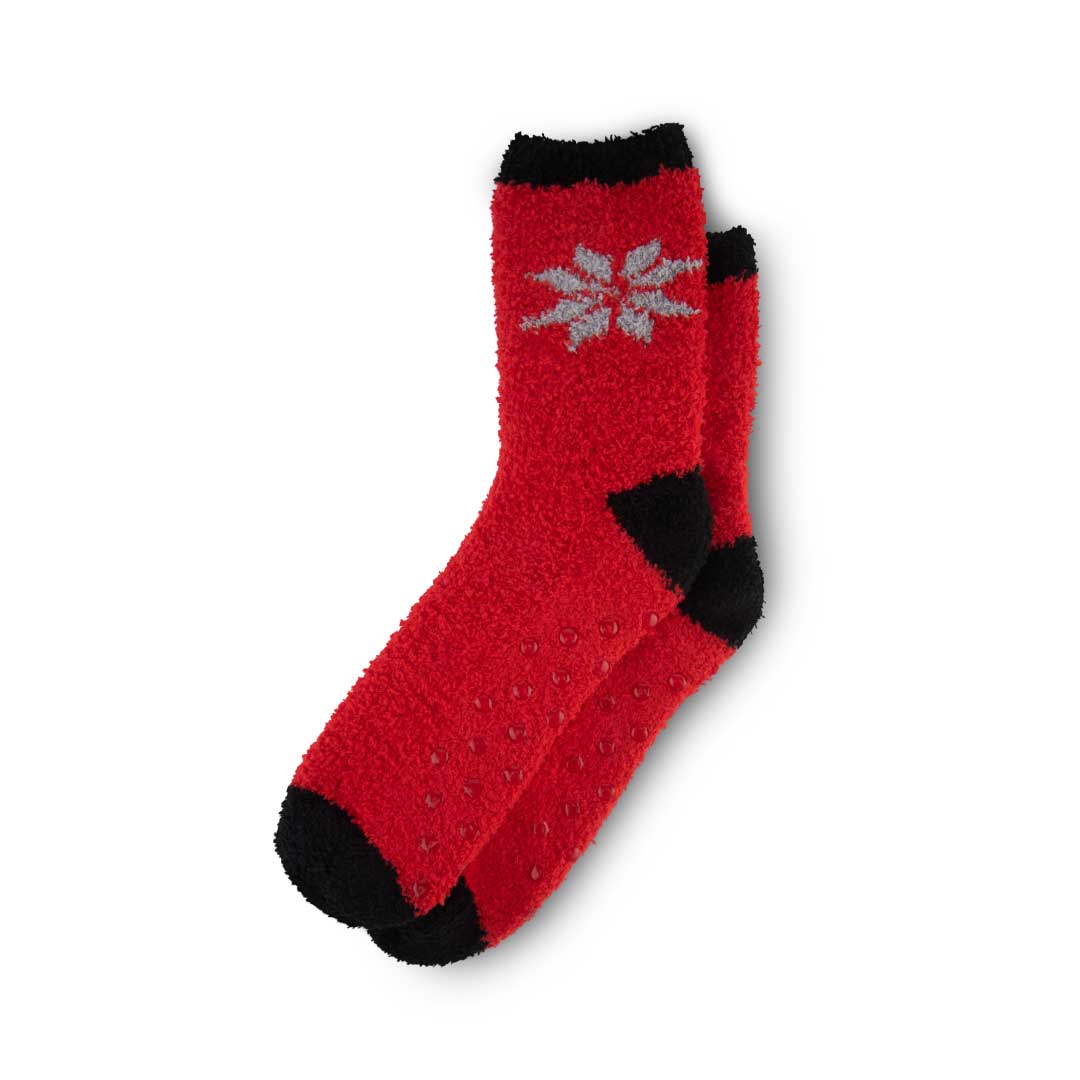 Socks a a part of the René Rofé 3 Piece Christmas Pajamas Gift Set in Reindeer in Red print