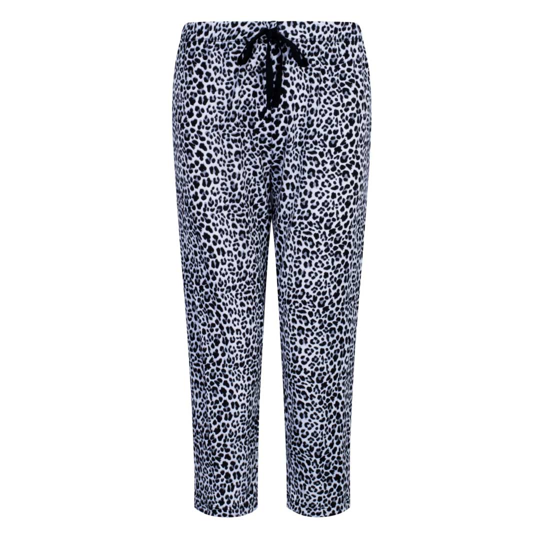 Pants in the René Rofé 3-Piece Super Soft Robe and Capri Women's Pajama Set in Black Leopard Print