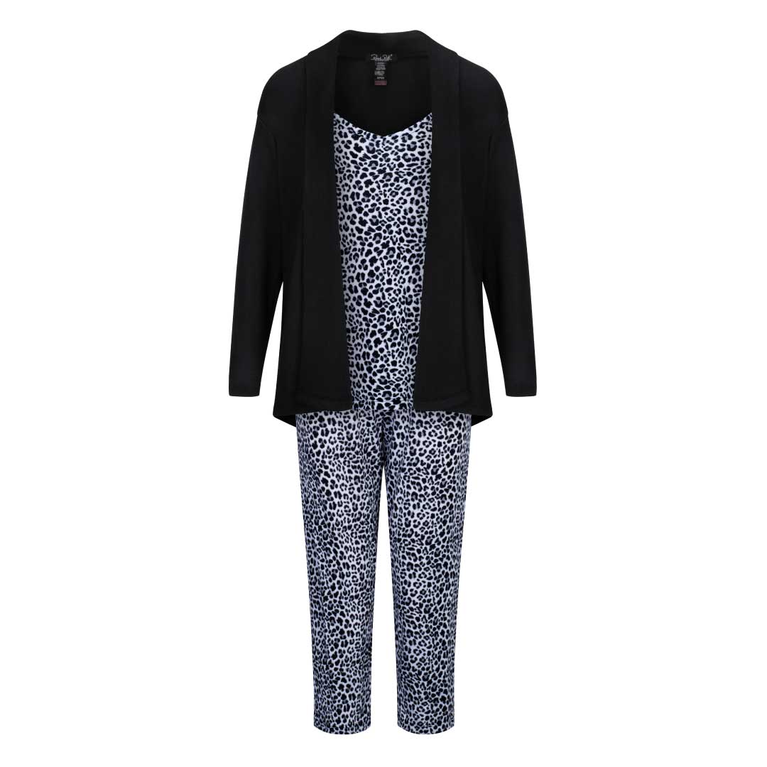 Renee Rofe Robe 3-Piece Super Soft Robe and Capri Women's Pajama Set | René Rofé