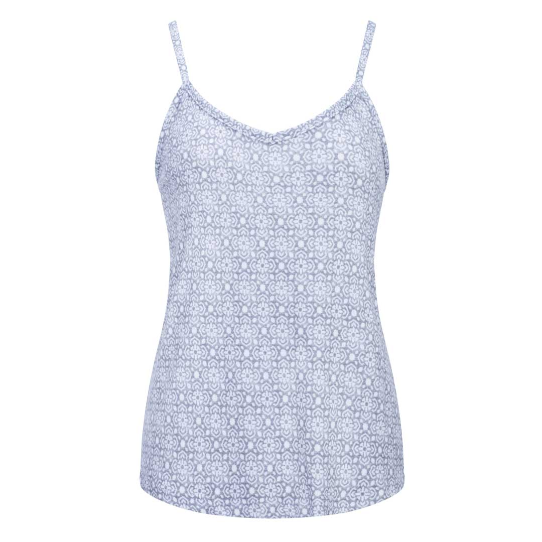 Camisole in the René Rofé 3-Piece Super Soft Robe and Capri Women's Pajama Set in Grey and White Pattern