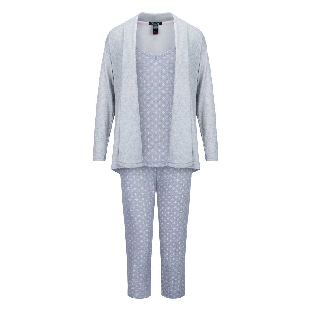 René Rofé 3 Piece Super Soft Robe And Capri Womens Pajama Set