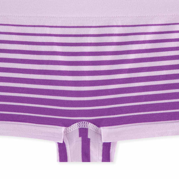 Close up of the Purple Stripes panty in the René Rofé 4 Pack Girls Seamless Boyshorts set