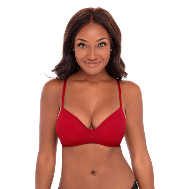 René Rofé Rene Rofe Lingerie Womens 4 Pack Soft Foam Wireless T Shirt Bra Black Red