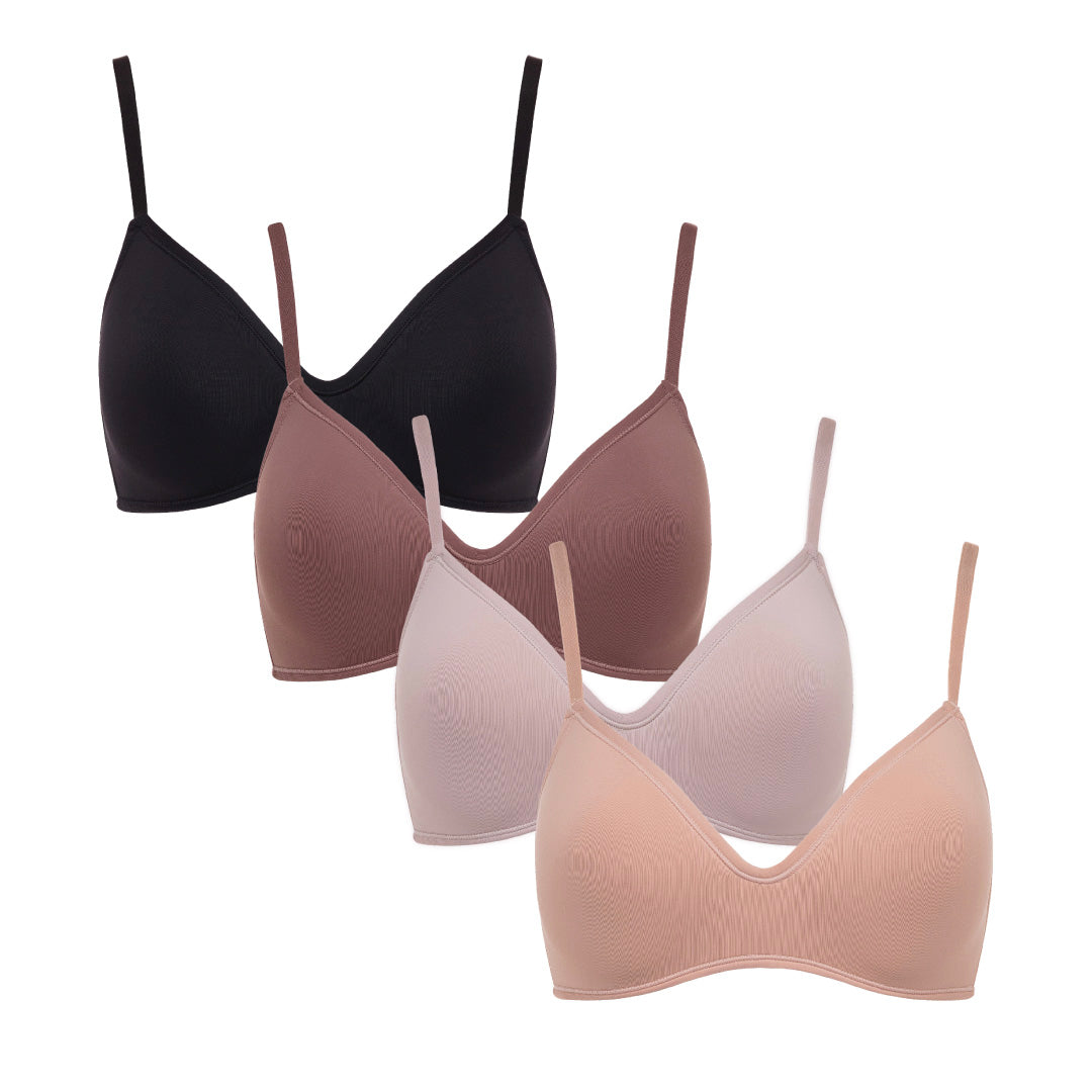 René Rofé Rene Rofe Lingerie Womens 4 Pack Soft Foam Wireless T Shirt Bra Brown