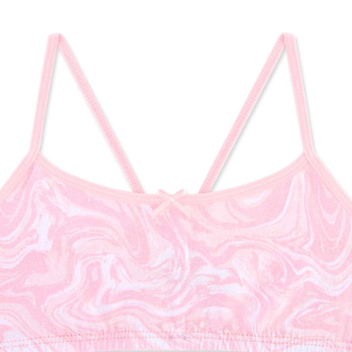 Close up of the Marble Pink bra as a part of the René Rofé 5 Pack Cotton Racerback Bras
