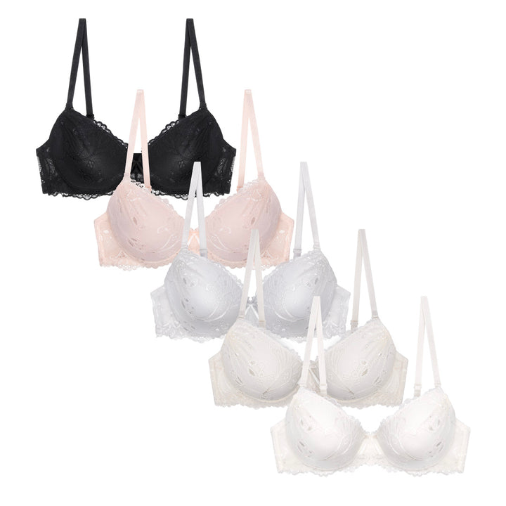 5 Pack Full Cup Lace Push Up Bras by René Rofé