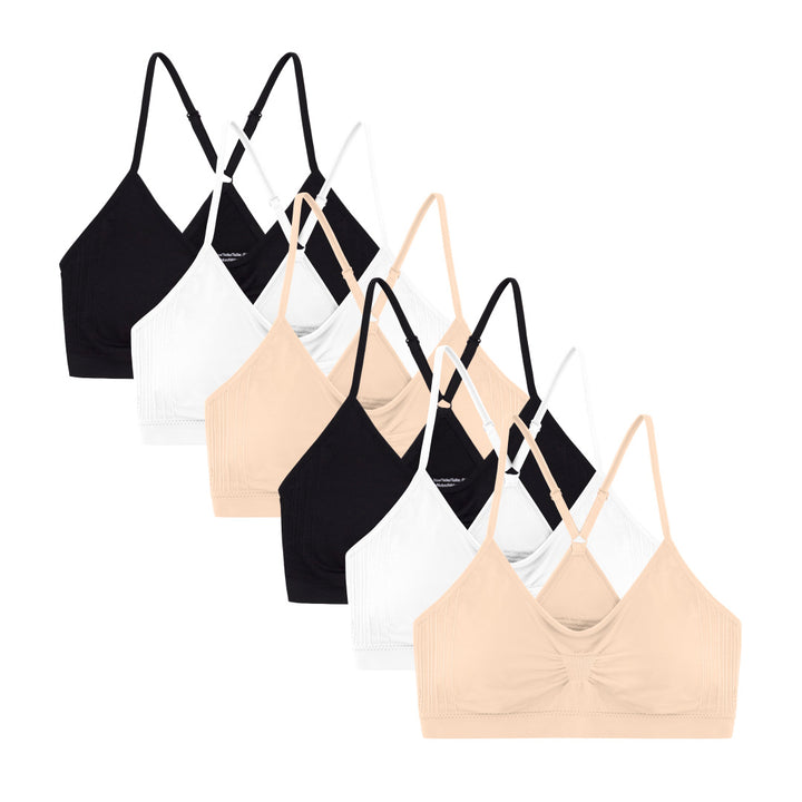 René Rofé Rene Rofe Lingerie Womens 6 Pack Seamless Light Support Sport Bra Yoga Top Neutrals
