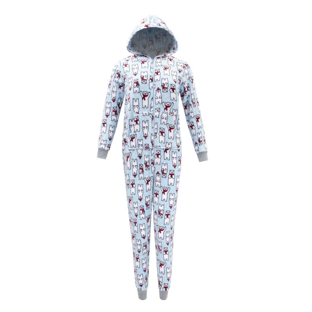 René Rofé Hooded Plush Pajama Jumpsuit Zip Up Onesie