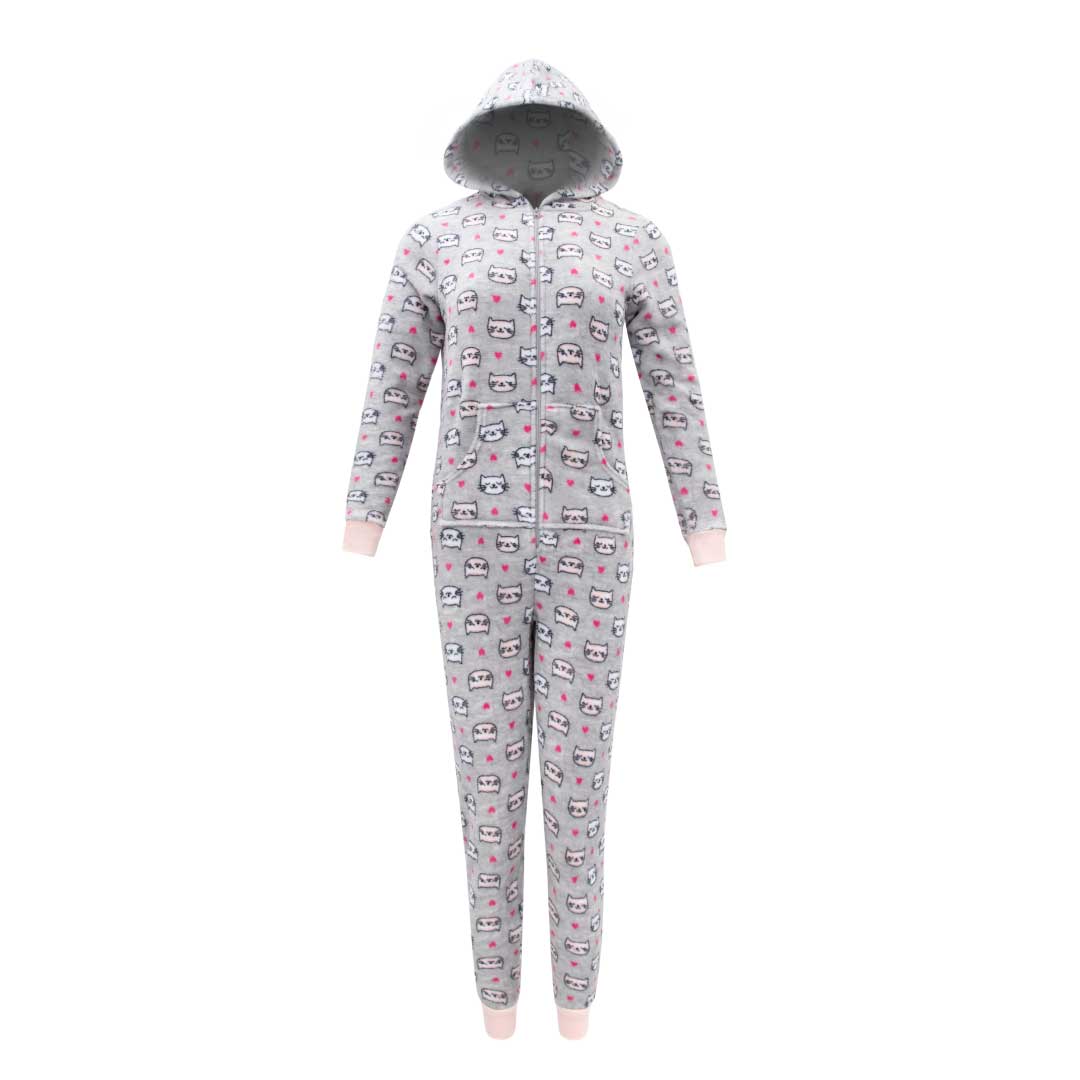 René Rofé Hooded Plush Pajama Jumpsuit Zip Up Onesie