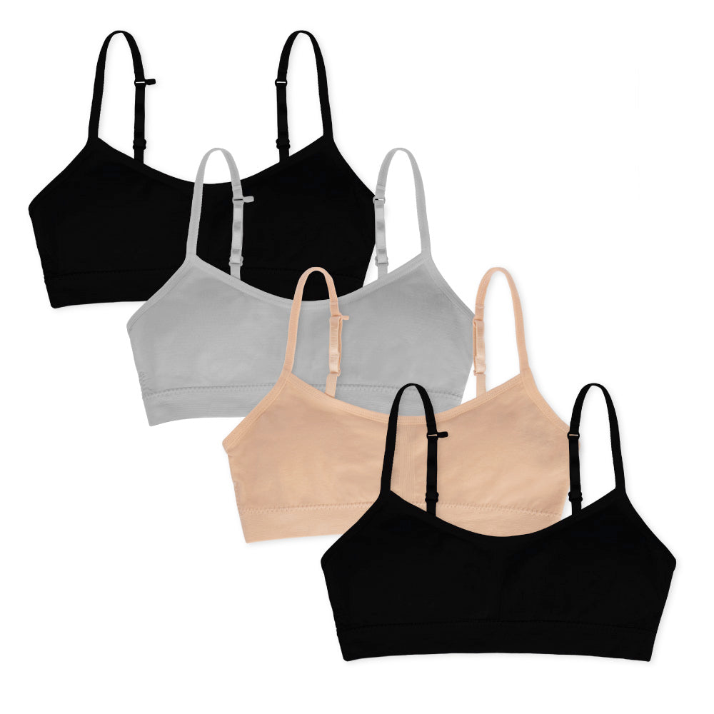 René Rofé Nylon Spandex Girls Padded Training Bras 4 Pack