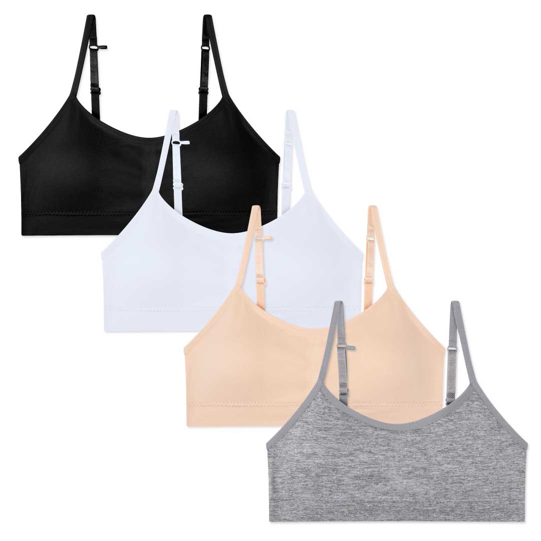 René Rofé Nylon Spandex Girls Padded Training Bras 4 Pack