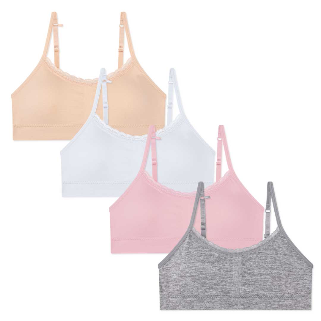 René Rofé Nylon Spandex Girls Padded Training Bras 4 Pack