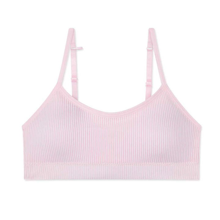 René Rofé Nylon Spandex Girls Padded Training Bras - 4 Pack with Pink, White, Beige and Stripped White and Pink