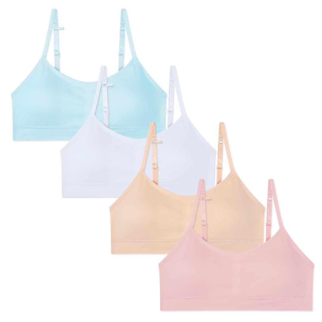 René Rofé Nylon Spandex Girls Padded Training Bras 4 Pack