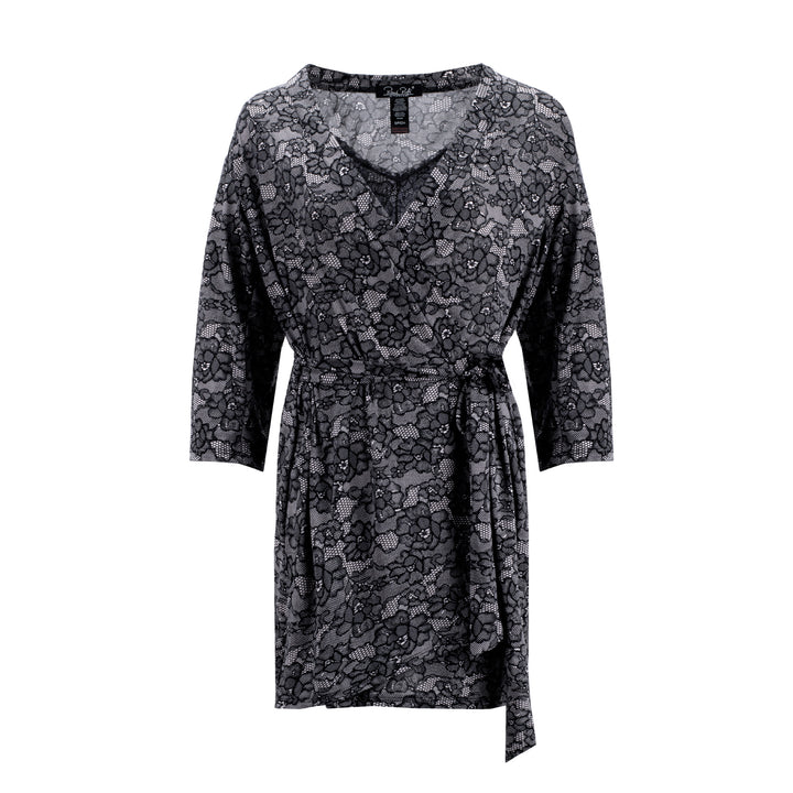 Black Lace print robe and chemise as a part of the René Rofé 2 Pack Robe & Chemise Sleep Set