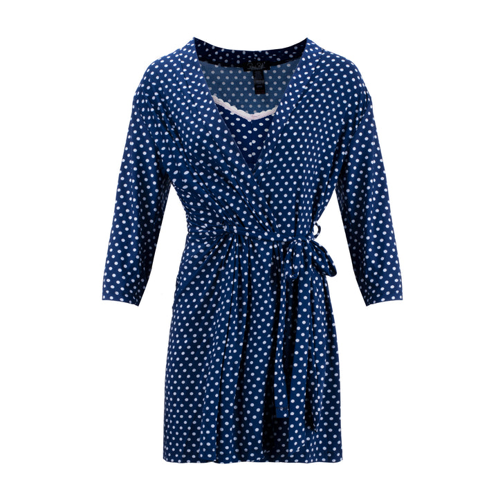 Blue print robe and chemise as a part of the René Rofé 2 Pack Robe & Chemise Sleep Set