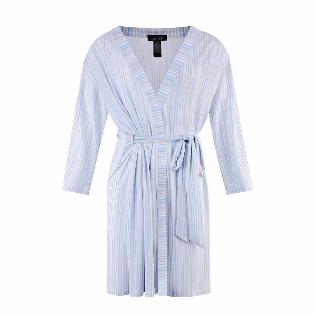 Blue Candy Stripes print robe as a part of the René Rofé Robe and Chemise Set
