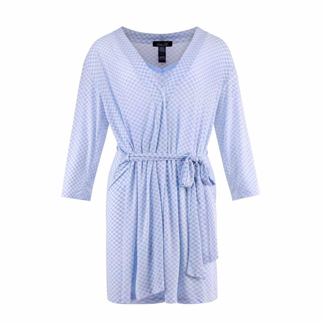 Blue Gingham robe and chemise as a part of the René Rofé Robe and Chemise Set