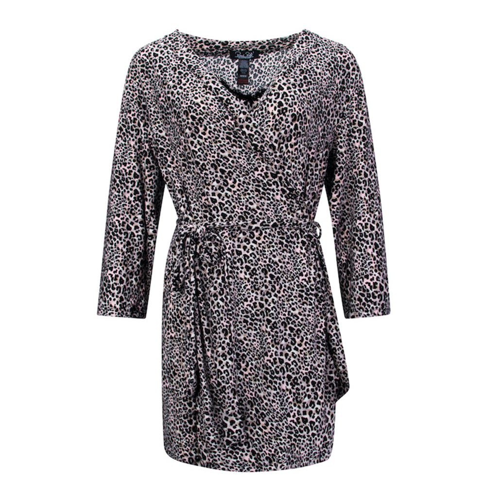 Brown print robe and chemise as a part of the René Rofé 2 Pack Robe & Chemise Sleep Set
