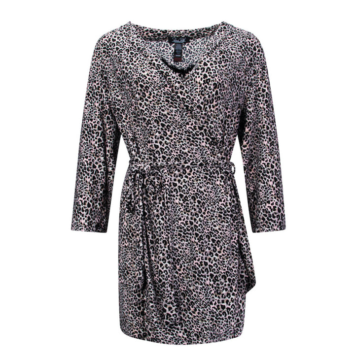 Brown print robe and chemise as a part of the René Rofé 2 Pack Robe & Chemise Sleep Set
