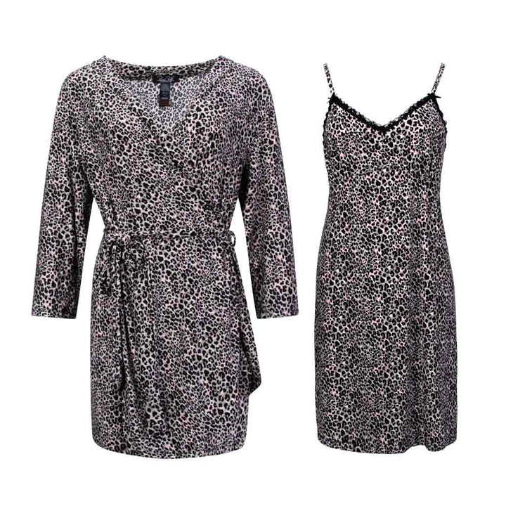 René Rofé 2 Pack Robe & Chemise Sleep Set in Brown print
