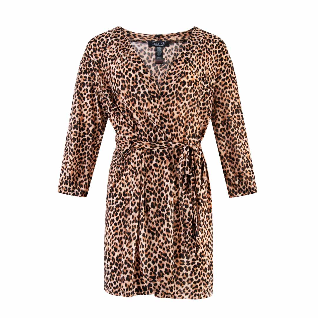 Cheetah print robe as a part of the René Rofé 2 Pack Robe & Chemise Sleep Set