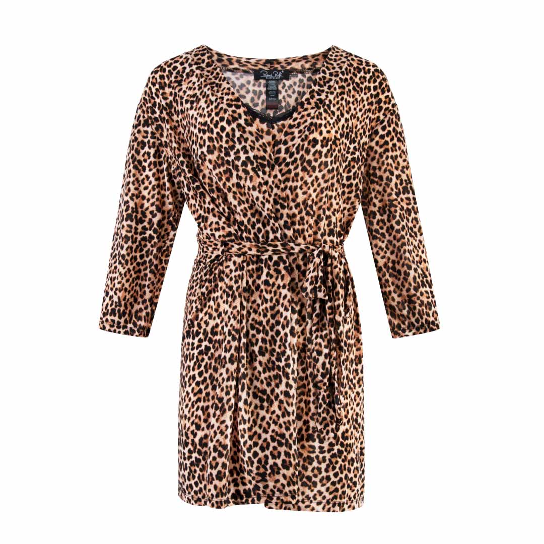 Cheetah print robe and chemise as a part of the René Rofé 2 Pack Robe & Chemise Sleep Set