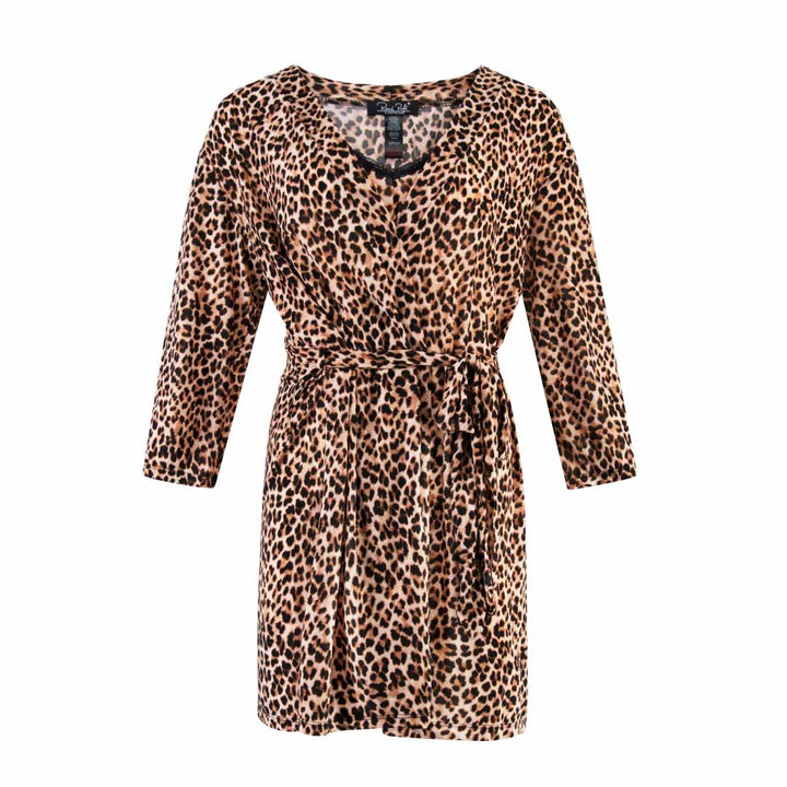Cheetah print robe and chemise as a part of the René Rofé 2 Pack Robe & Chemise Sleep Set