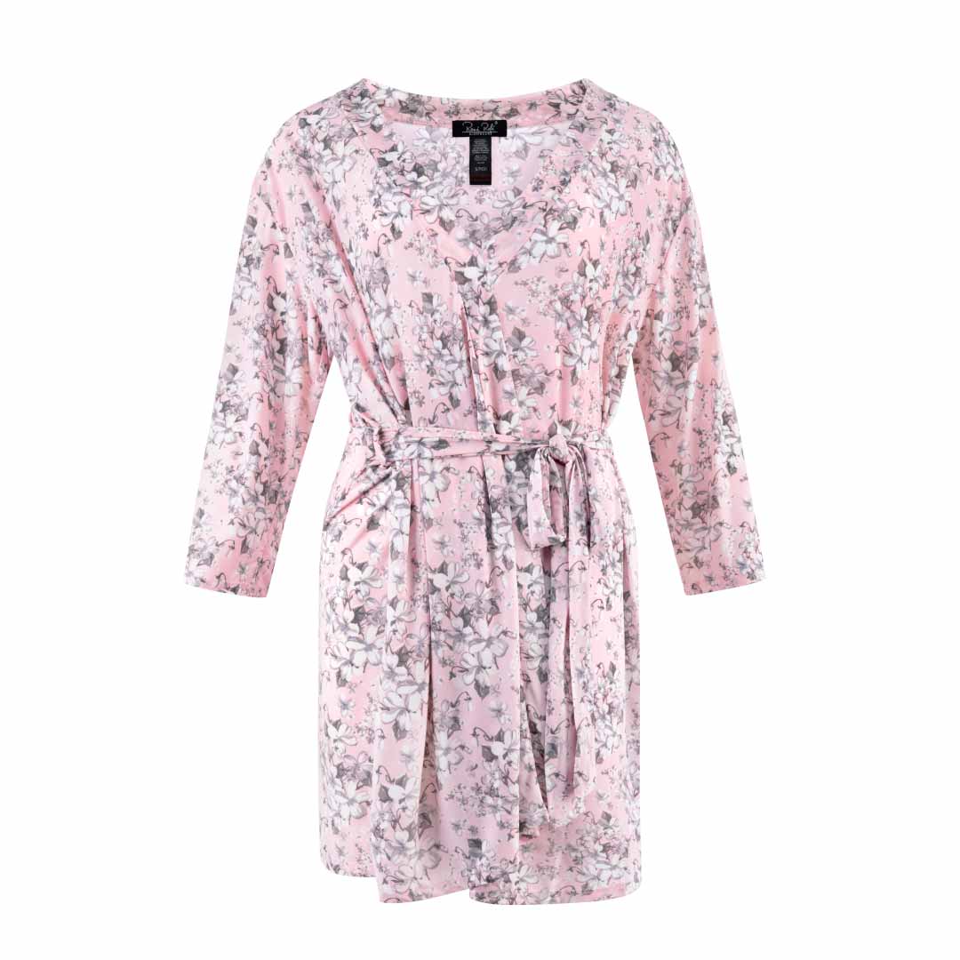 Floral Pink print robe as a part of the René Rofé 2 Pack Robe & Chemise Sleep Set
