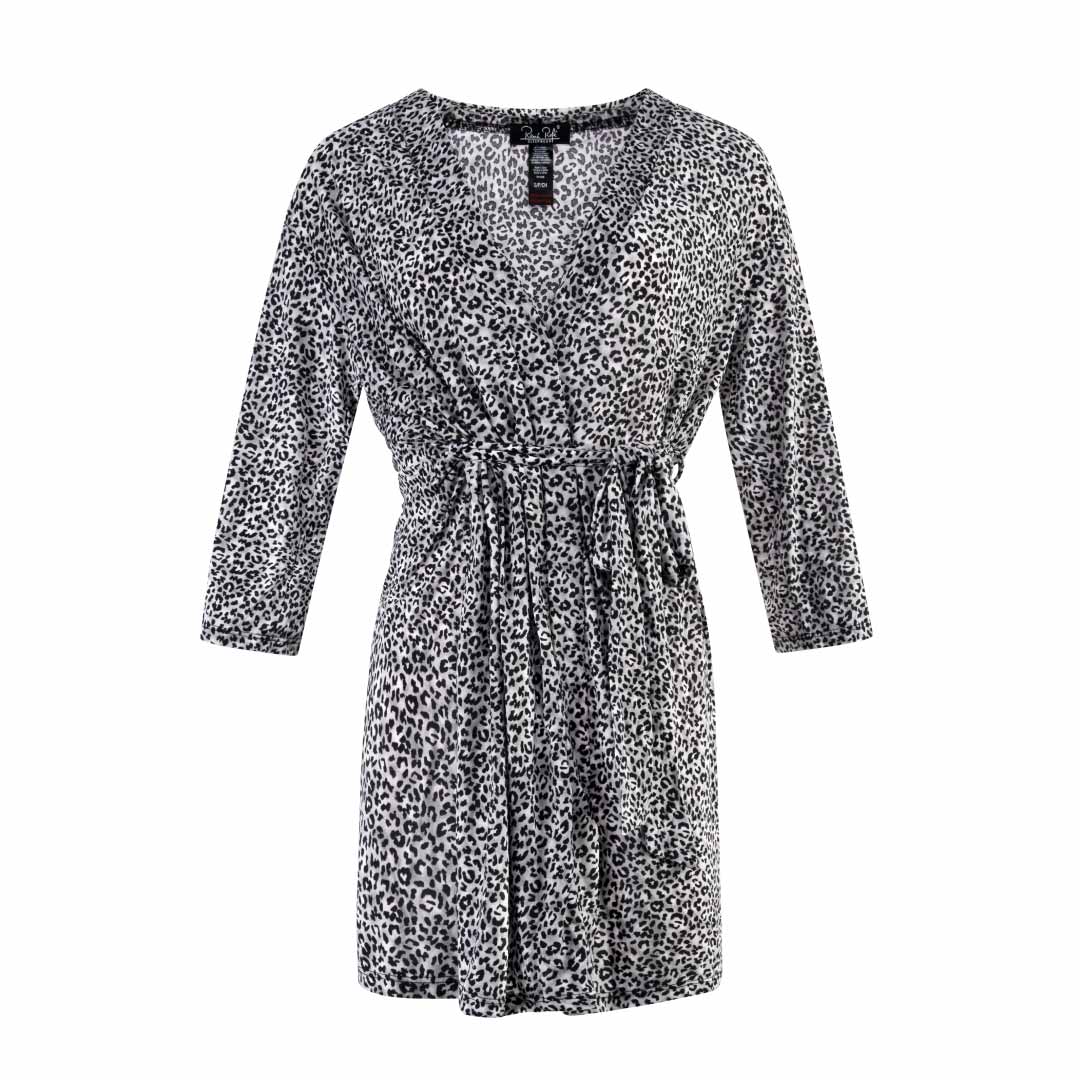 Leopard  print robe as a part of the René Rofé 2 Pack Robe & Chemise Sleep Set
