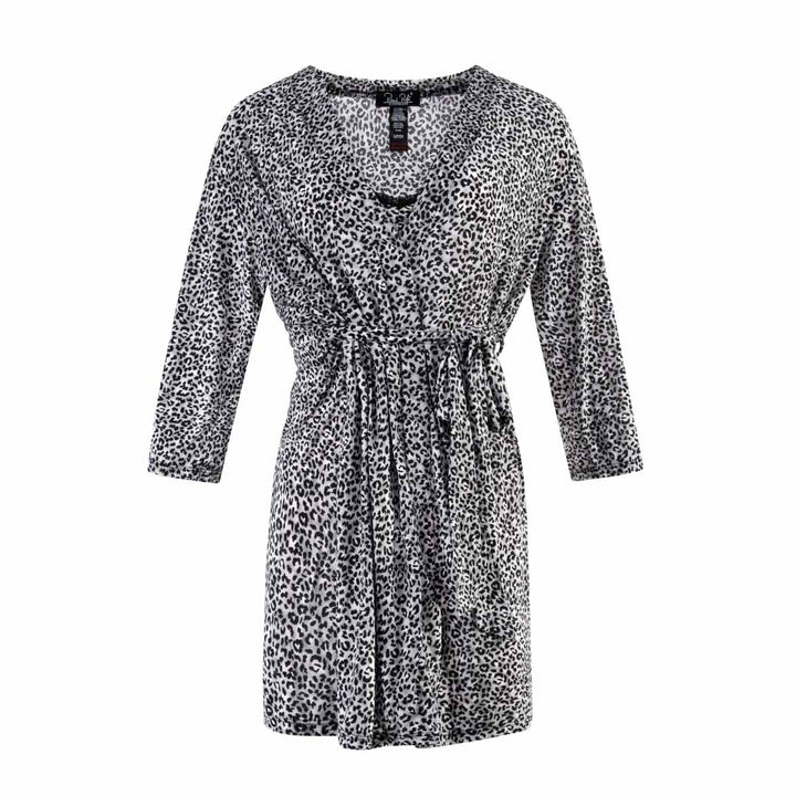 Leopard print robe and chemise as a part of the René Rofé 2 Pack Robe & Chemise Sleep Set