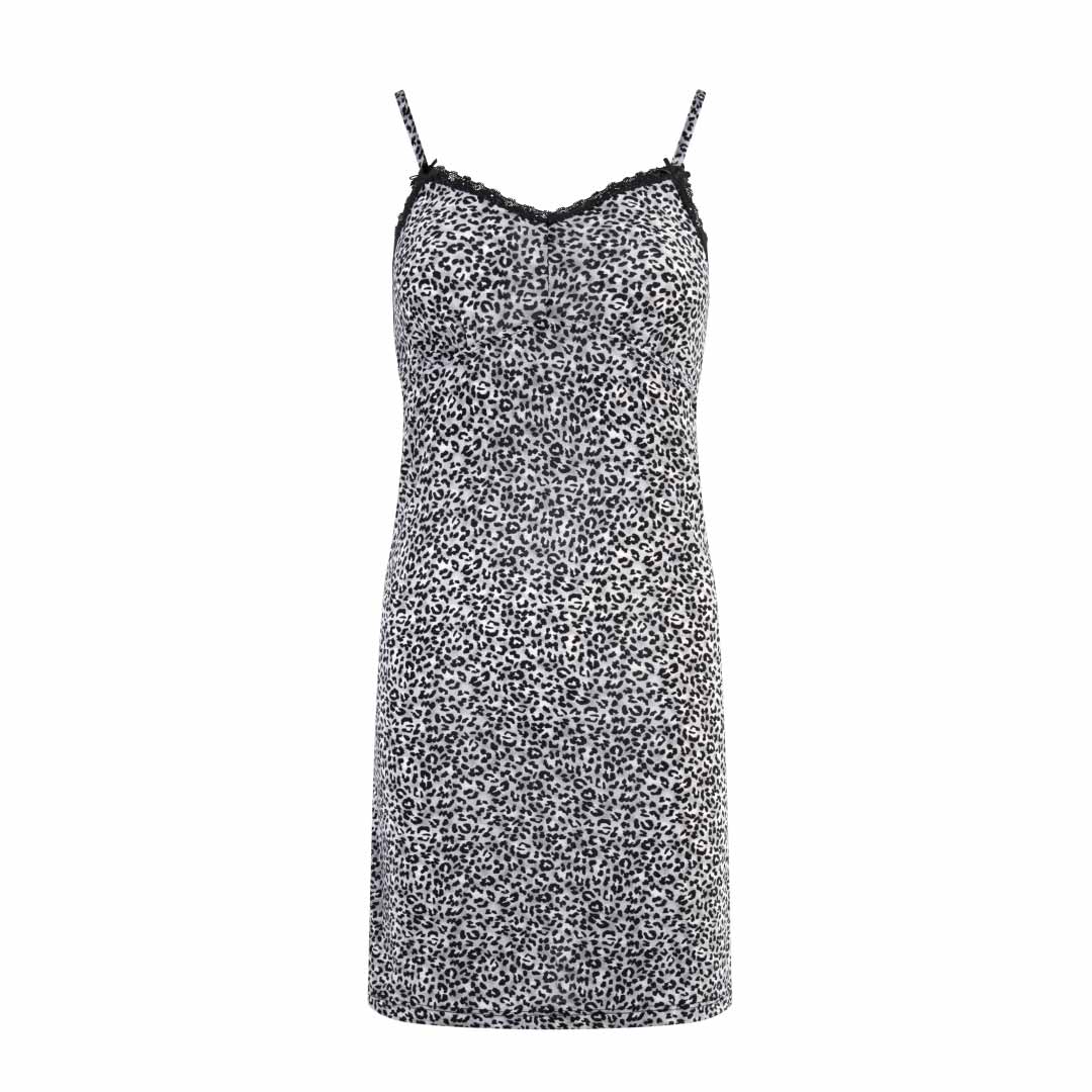 Leopard  print chemise as a part of the René Rofé 2 Pack Robe & Chemise Sleep Set