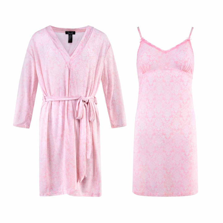 René Rofé 2 Pack Robe & Chemise Sleep Set in Lily Pink