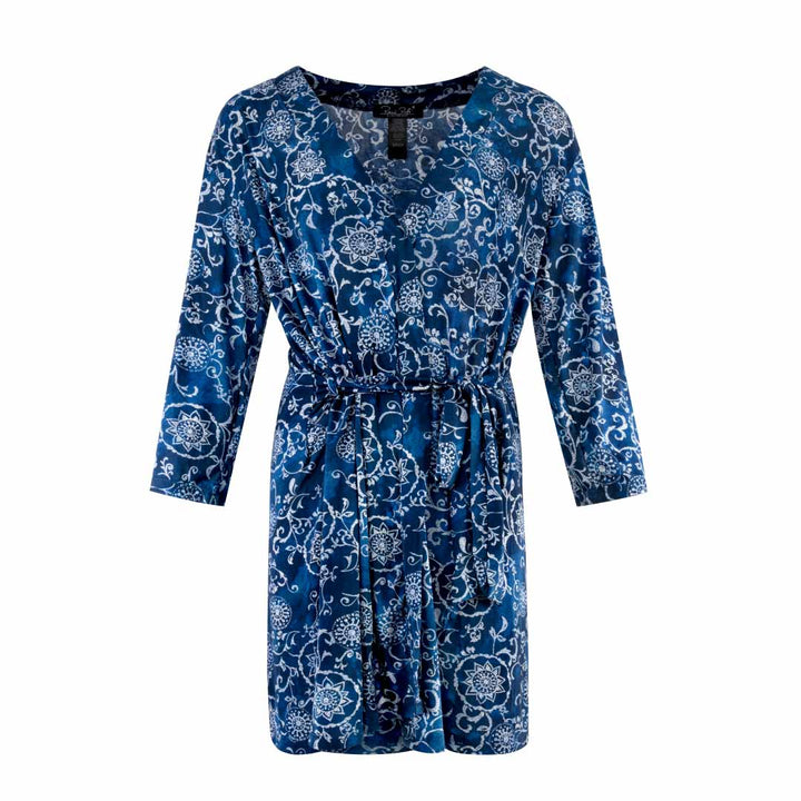 Moroccan Blue print robe as a part of the René Rofé Robe and Chemise Set