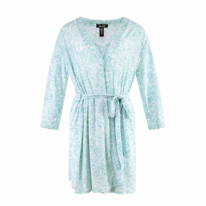 Teal Paisley robe and chemise as a part of the René Rofé Robe and Chemise Set