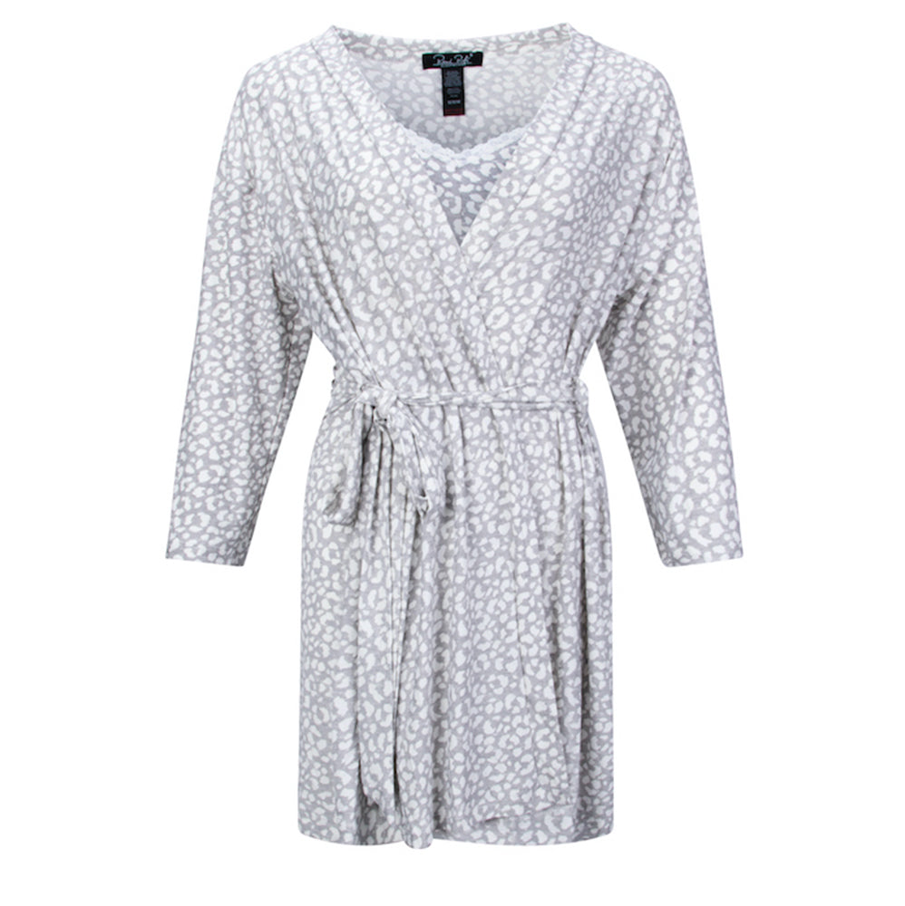 White print robe and chemise as a part of the René Rofé 2 Pack Robe & Chemise Sleep Set