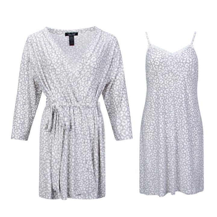 René Rofé 2 Pack Robe & Chemise Sleep Set in White print