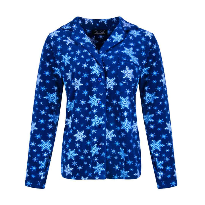 René Rofé Womens Microfleece Button Up Pajama Gift Set With Notch Collar