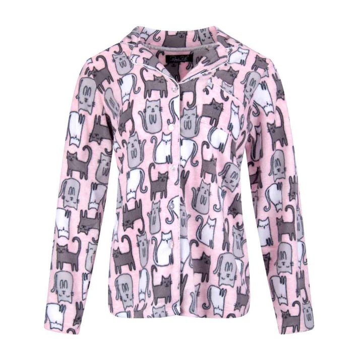 René Rofé Womens Microfleece Button Up Pajama Gift Set With Notch Collar