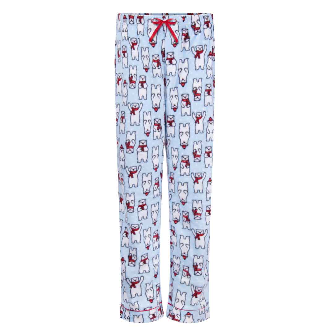 René Rofé Womens Microfleece Button Up Pajama Gift Set With Notch Collar