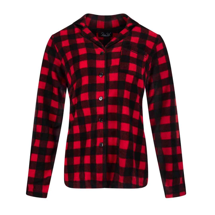 René Rofé Womens Microfleece Button Up Pajama Gift Set With Notch Collar