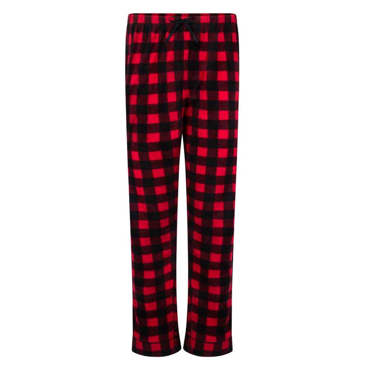 Red and Black Checkered Print Pants as a part of the René Rofé Women's Microfleece Button-Up Pajama Gift Set with Notch Collar set