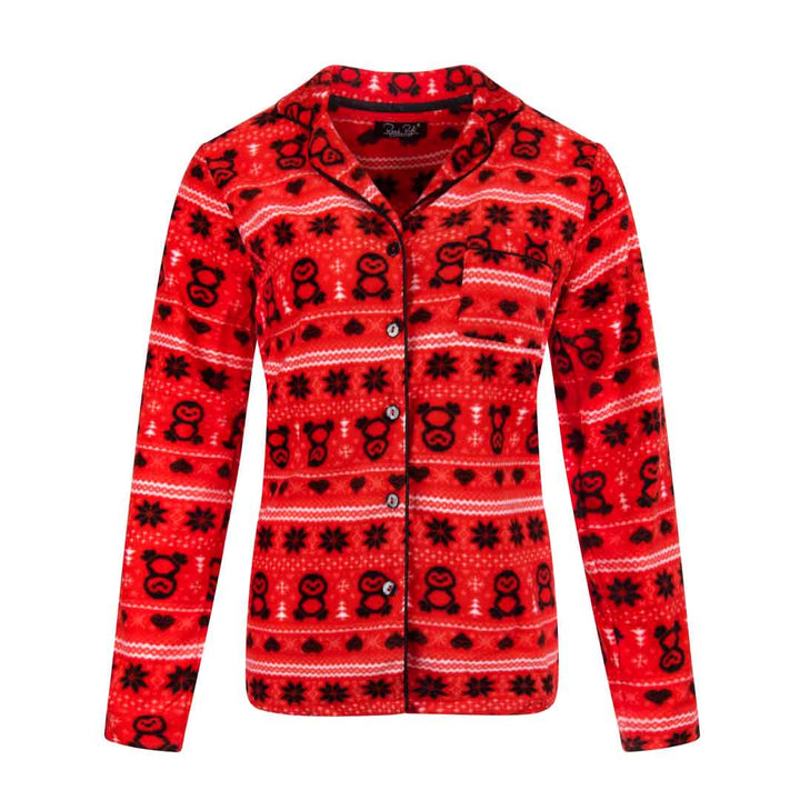 René Rofé Womens Microfleece Button Up Pajama Gift Set With Notch Collar