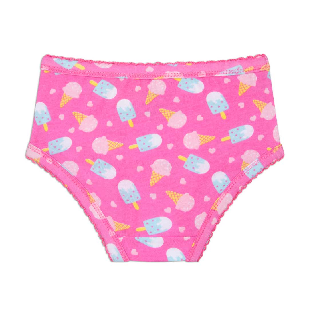 René Rofé Cotton Spandex Briefs (Toddler Girls) - 5 Pack in clouds and icecream pattern